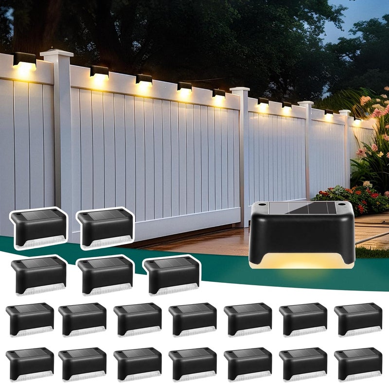 SOLPEX Solar Deck Lights Outdoor 20 Pack, Solar Step Lights Waterproof Led Solares Light for Outdoor Stairs, Step, Fence, Yard, Patio, and Pathway(Warm White) - Image 1